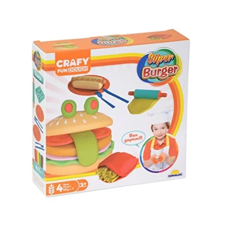 Crafy Süper Burger Oyun Hamuru Seti 200 gr. 12 Parça