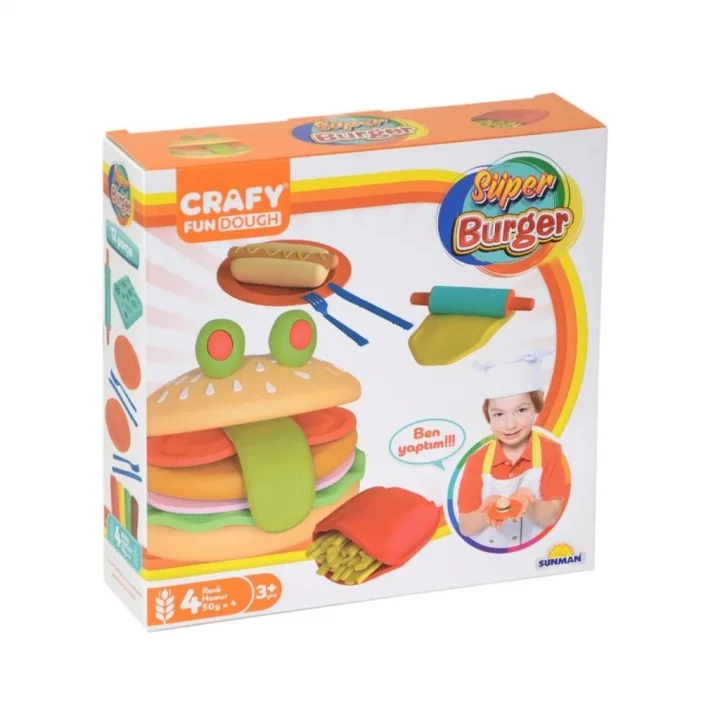 Crafy Süper Burger Oyun Hamuru Seti 200 gr. 12 Parça
