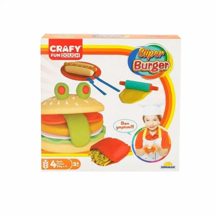 Crafy Süper Burger Oyun Hamuru Seti 200 gr. 12 Parça