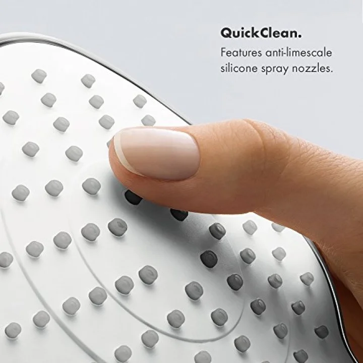 Croma Select S 17,78 cm Su Tasarruflu Düşük Akışlı Duş Başlığı Modern 2-Sprey Yağmur, QuickClean Krom Yoğun Yağmur, 04388000