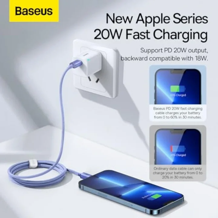 Crystal Shine 20W Type-C to Lightning Kablo 1.2m-Mor
