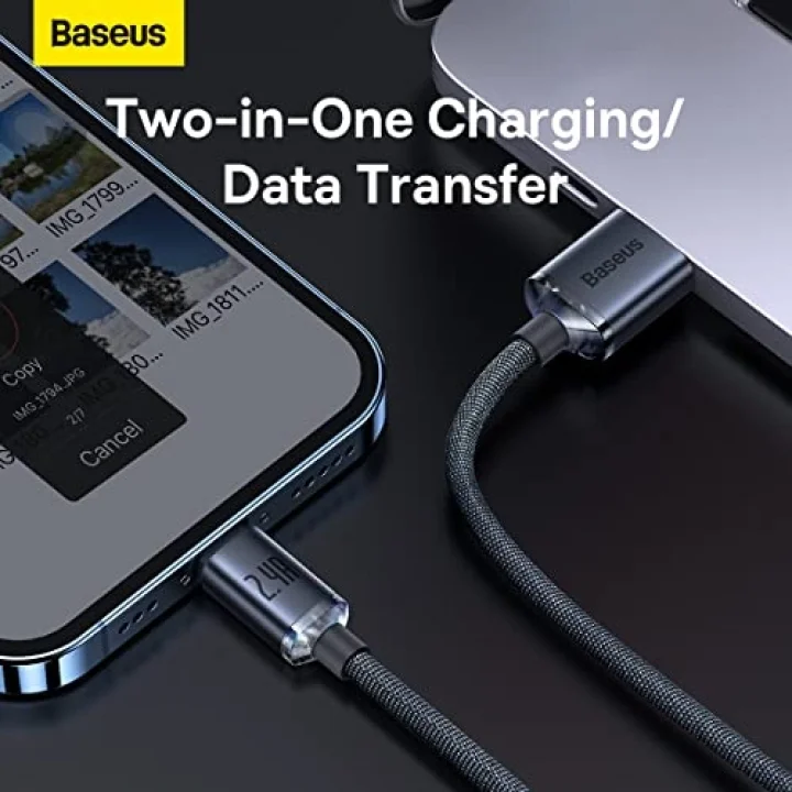 Crystal Shine Hızlı Şarj Kablosu, Lightning – 1.2m, iPhone Uyumlu, Güçlendirilmiş Yapı, Dayanıklı ve Hızlı Veri Aktarımı, Siyah