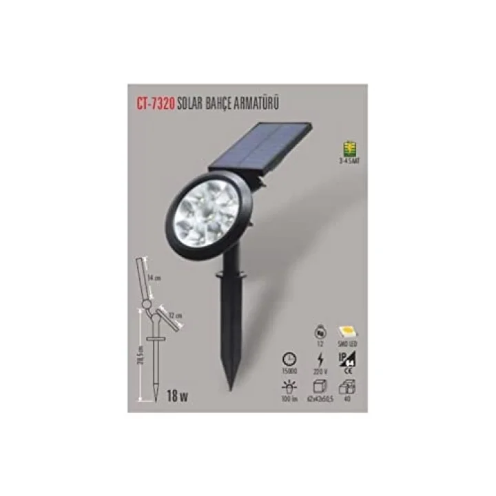 Ct-7320 Solar 18w Bahçe Aydınlatma Amber Renk