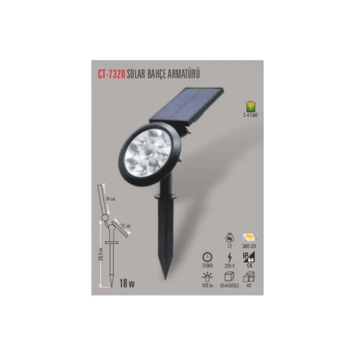 Ct-7320 Solar 18w Bahçe Aydınlatma Amber Renk