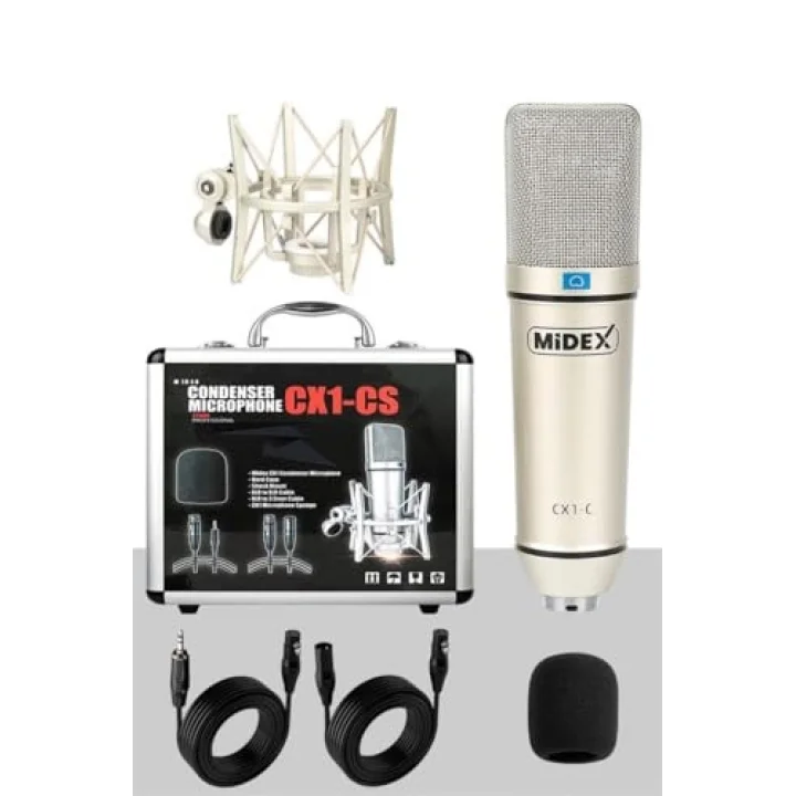CX1-PH Kondanser Stüdyo Mikrofon Phantom Power Kulaklık Stand Full Set