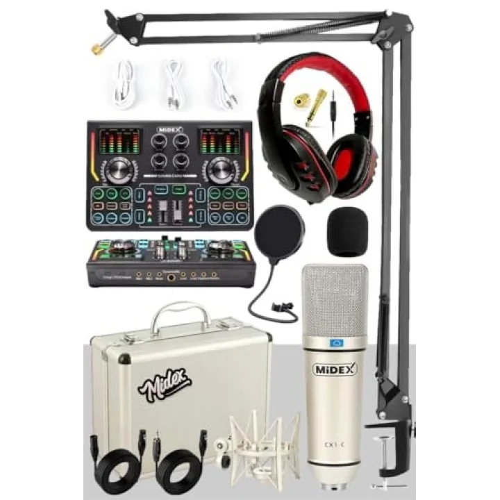 CX1 Titanium Set Efektli Ses Kartı Mikrofon Kulaklık Stand Kayıt Canlı Yayın (PC ve Telefon)