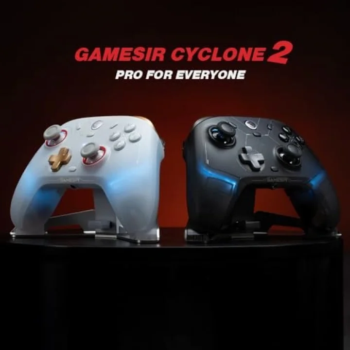 Cyclone 2 Wireless Controller - 1000Hz Polling Rate, TMR Joysticks, Hall/Micro 2-in-1 Triggers for PC/Switch/Switch 2/Android/iOS, PC Gaming Controller with Charging Dock(White)