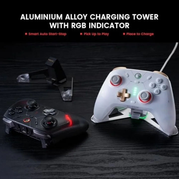 Cyclone 2 Wireless Controller - 1000Hz Polling Rate, TMR Joysticks, Hall/Micro 2-in-1 Triggers for PC/Switch/Switch 2/Android/iOS, PC Gaming Controller with Charging Dock(White)
