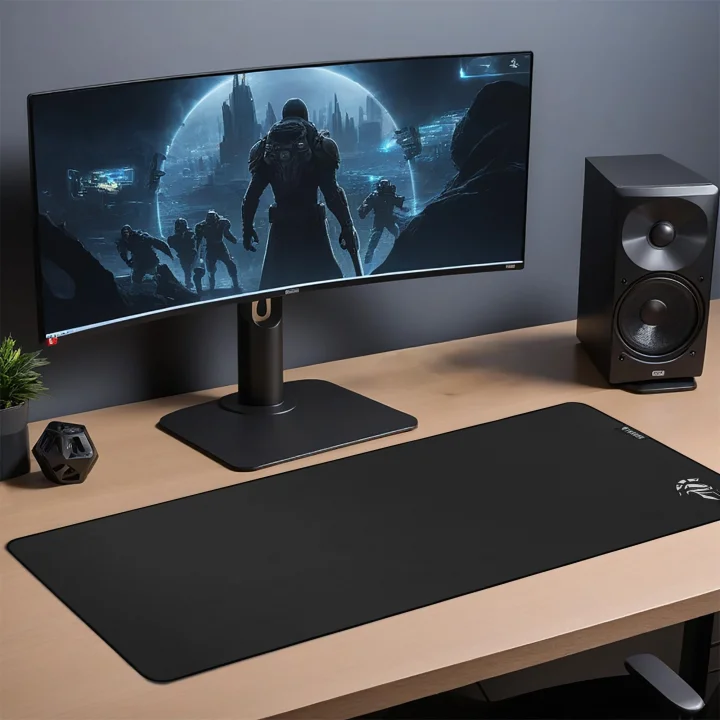Dark Black 80X30CM Hybrid Kumaş - 4mm Kalınlık - Özel Yüzey Altı Dikiş - Kaydırmaz Zemin Xl Premium Mousepad