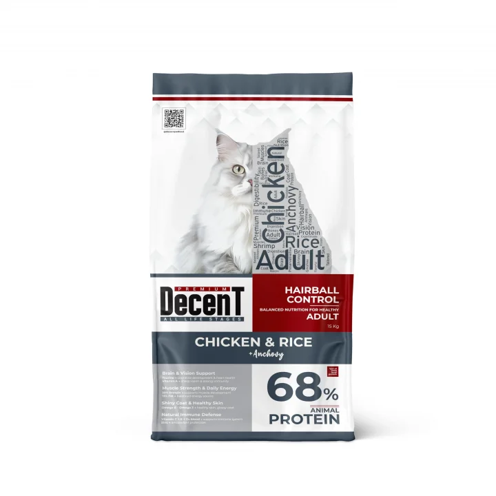 Decent Premium Tavuklu ve Pirinçli Yetişkin Kedi Maması 15 Kg