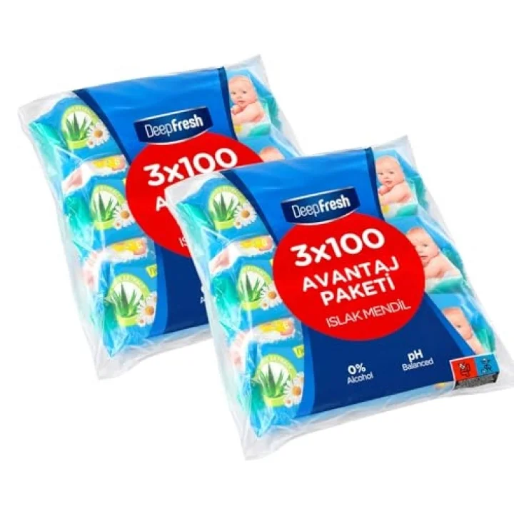Deep Fresh Islak Mendil 3x100 lü x 2 Adet (600 Yaprak)