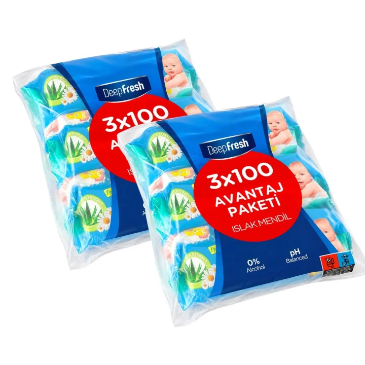 Deep Fresh Islak Mendil 3x100 lü x 2 Adet (600 Yaprak)