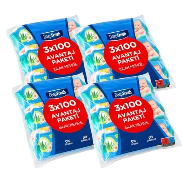 Deep Fresh Islak Mendil 3x100 lü x 4 Adet (1200 Yaprak)