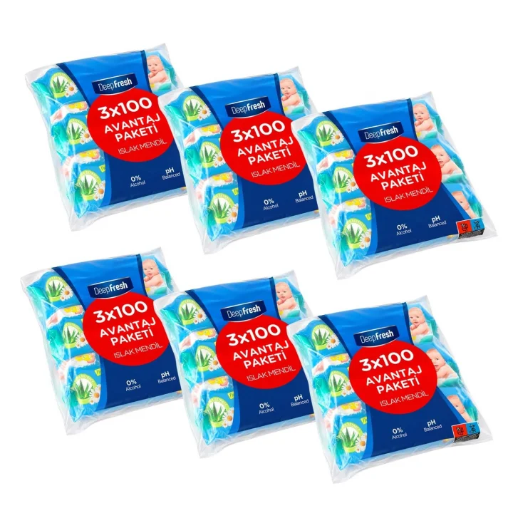 Deep Fresh Islak Mendil 3x100 lü x 6 Adet (1800 Yaprak)