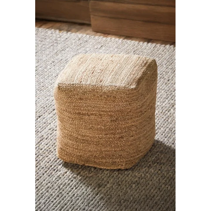 Dekoratif Kare Naturel Hasır Jüt Puf 40X40-12080
