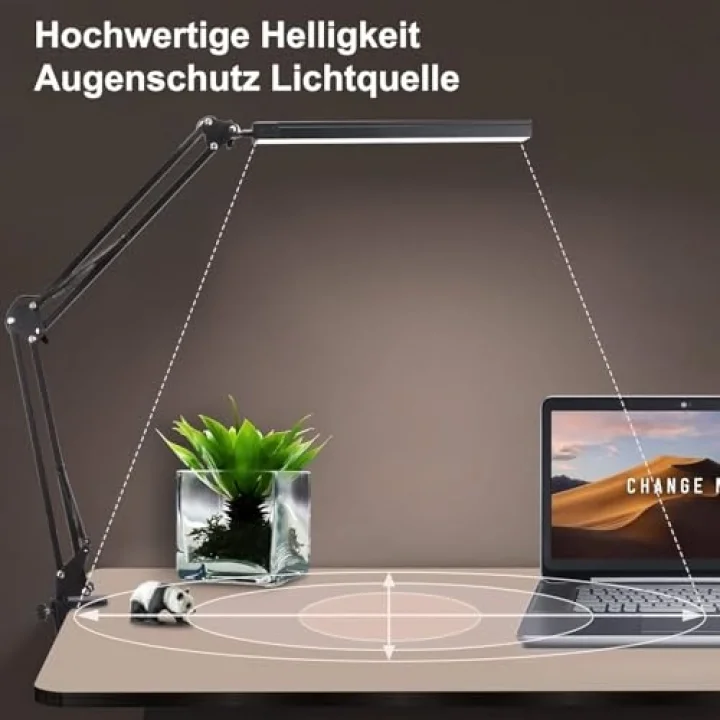 Dekoratif Led Masa Lambası SY040 USB Kablolu Kademeli 3 Eklemli LED Masa Lambası, Kıskaçlı Model Çalışma Masası Lambası Kitap Okuma için Işık (SY040 - Siyah)
