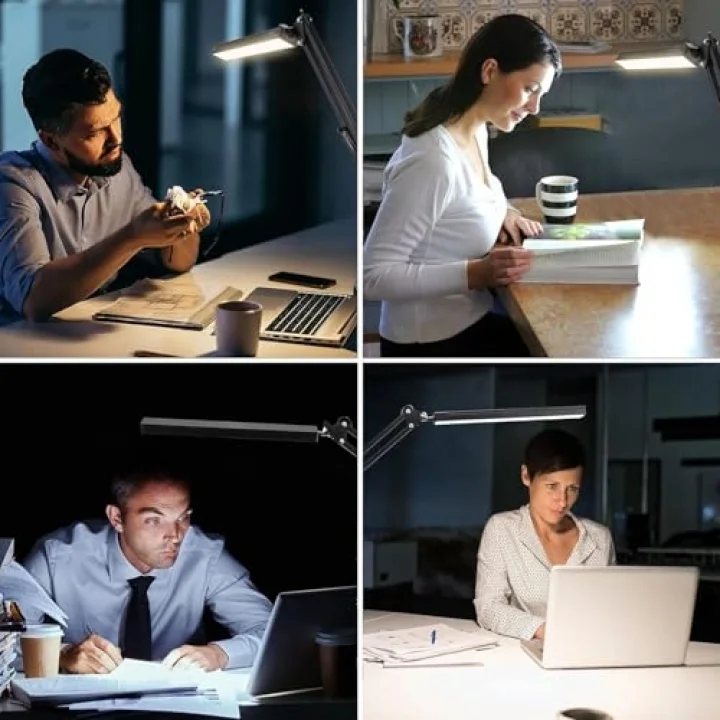 Dekoratif Led Masa Lambası SY040 USB Kablolu Kademeli 3 Eklemli LED Masa Lambası, Kıskaçlı Model Çalışma Masası Lambası Kitap Okuma için Işık (SY040 - Siyah)