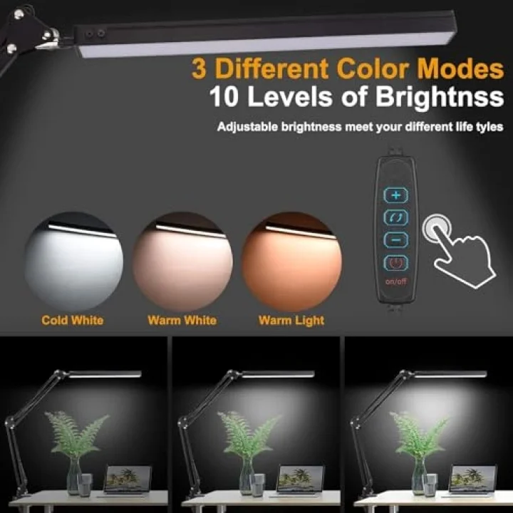 Dekoratif Led Masa Lambası SY040 USB Kablolu Kademeli 3 Eklemli LED Masa Lambası, Kıskaçlı Model Çalışma Masası Lambası Kitap Okuma için Işık (SY040 - Siyah)
