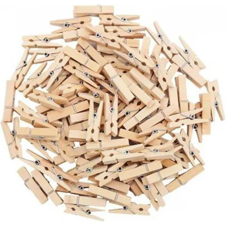 Dekoratif Mini Ahşap Mandal (50 Adet)