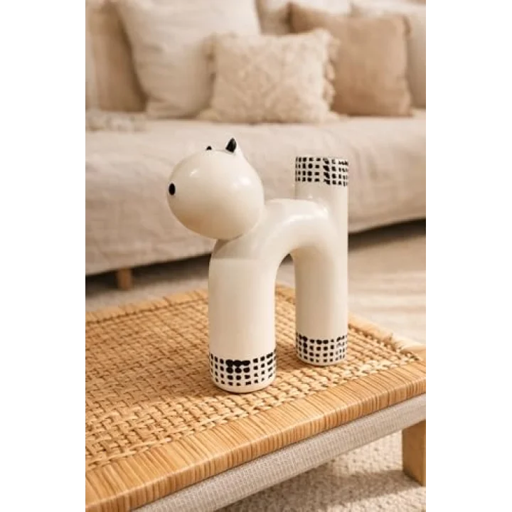 Dekoratif Seramik Vazo Modern Minimal Tasarım – El Yapımı Hayvan Figürlü Vazo, 2 Katlı Form, Ev Dekorasyonu İçin Şık Obje, Farklı Renk Seçenekleri (HMY Design)