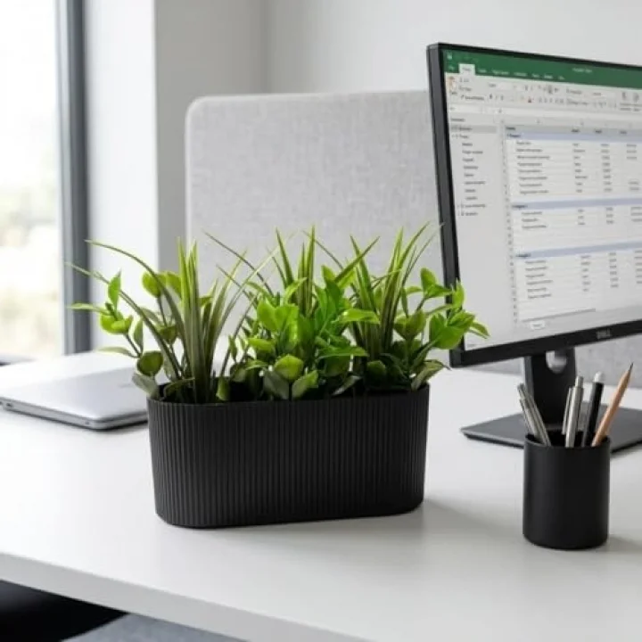 Dekoratif Yapay Sukulent Bitki Saksısı – Modern Masaüstü Yapay Bitki Aranjmanı, Dekoratif Plastik Saksı ile Ev, Ofis ve Raf Dekoru (16 x 7 cm)