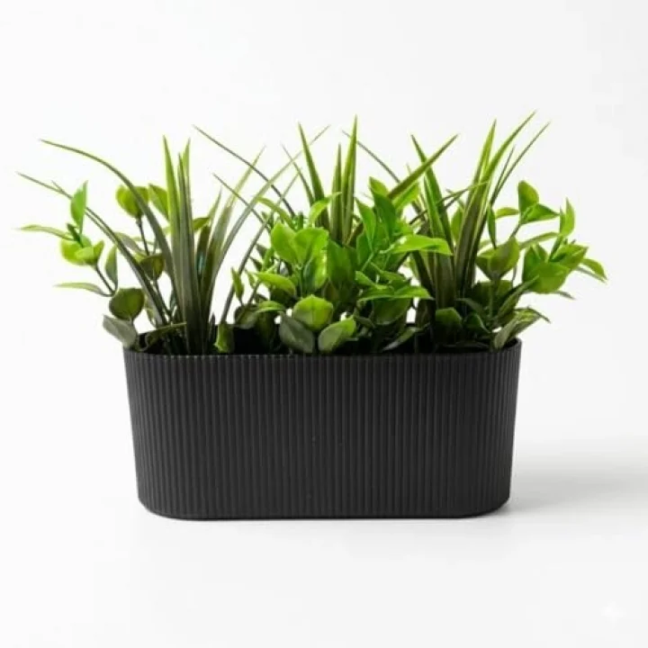 Dekoratif Yapay Sukulent Bitki Saksısı – Modern Masaüstü Yapay Bitki Aranjmanı, Dekoratif Plastik Saksı ile Ev, Ofis ve Raf Dekoru (16 x 7 cm)