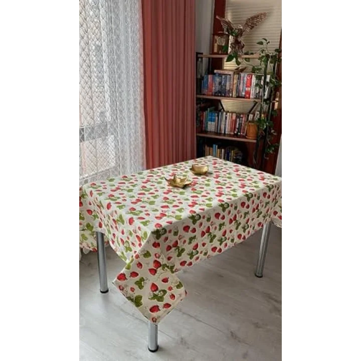 Dertsiz Masa Örtüsü Duck Keten 150 x 180 cm (Çilek)