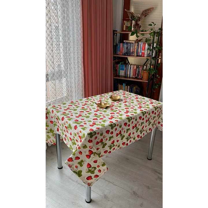 Dertsiz Masa Örtüsü Duck Keten 150 x 180 cm (Çilek)