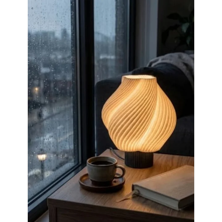 Designobee Krema- Modern Masa ve Gece Lambası – Ambiyans Lambası, Dekoratif LED Abajur, E14 Duy