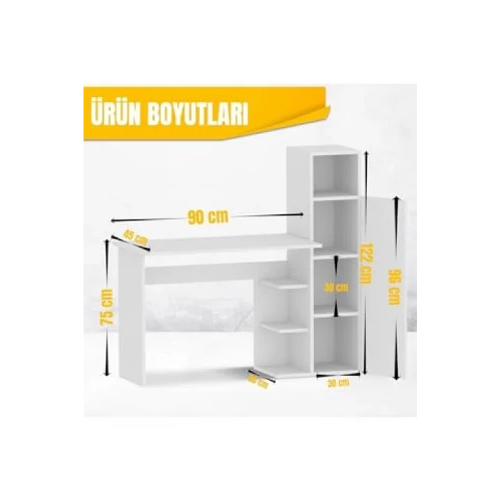 Diamond Dolaplı Çalışma Masası Beyaz
