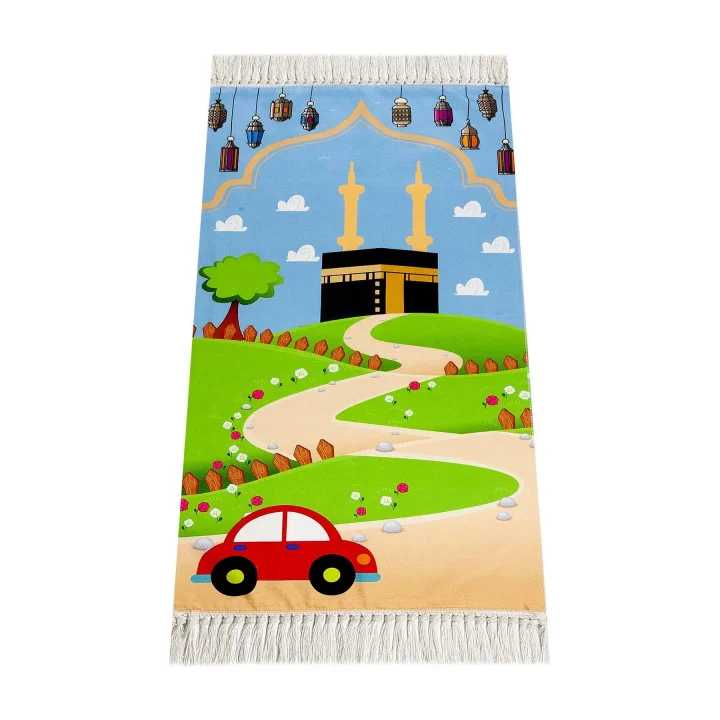 Dijital Baskılı Çocuk Seccadesi (Kabeli Arabalı)