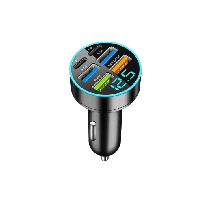 Dijital Ekran Araç Şarj Cihazı 4 USB, 3.1A, QC9.0, 55W, Hızlı Şarj, PD