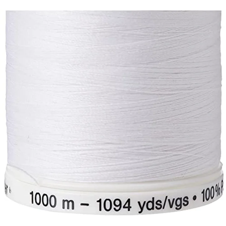 dikiş iplikleri, polyester, 1000 m, beyaz
