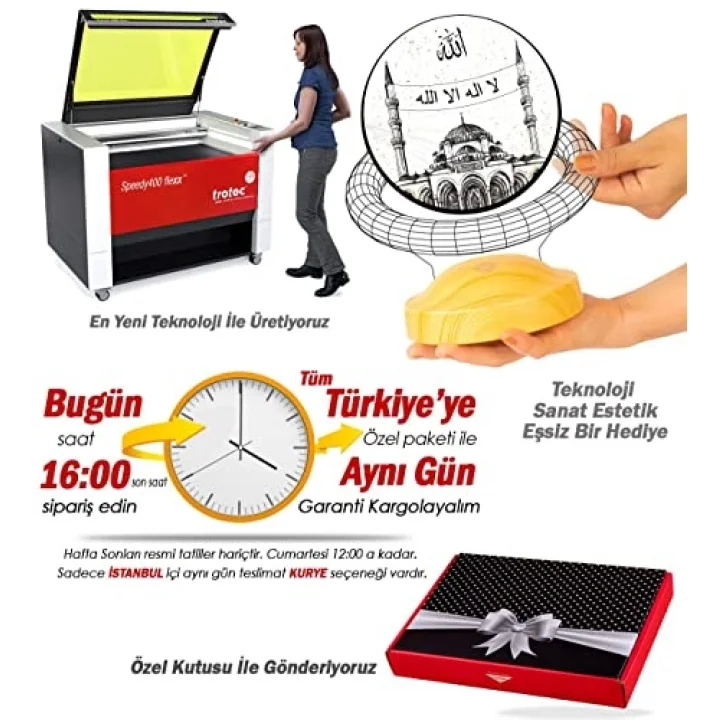 Dini Hediye, Kişiye Özel Mahyalı Camii 3D Led Lamba
