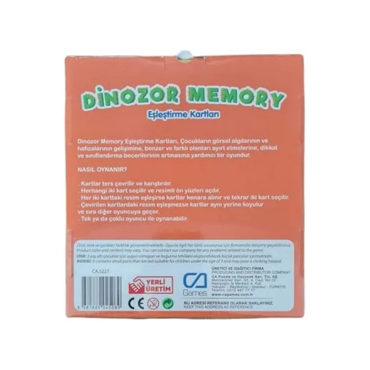 Dinozor Memory Eşleştirme Kartları