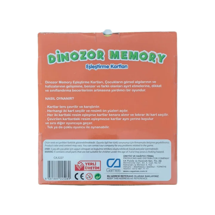 Dinozor Memory Eşleştirme Kartları