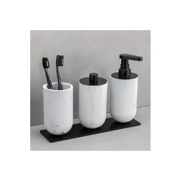 Diş Fırçalığı Mermer Deseni/Siyah Renk 143X75X75 Mm