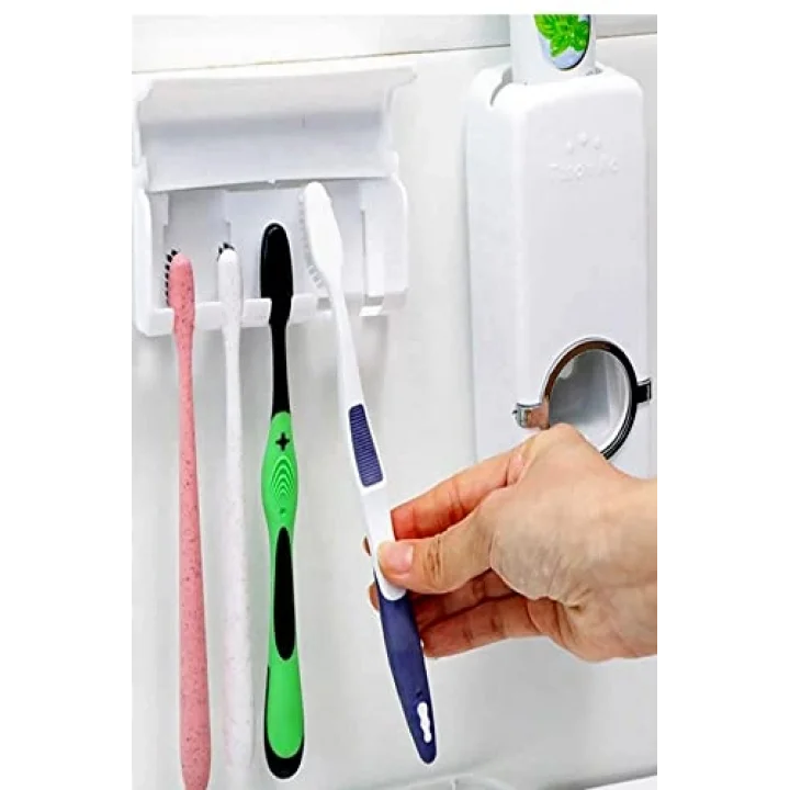 Diş Macunu Sıkma Makinesi Fırça Tutucu Macun Sıkacağı 5li Fırçalı