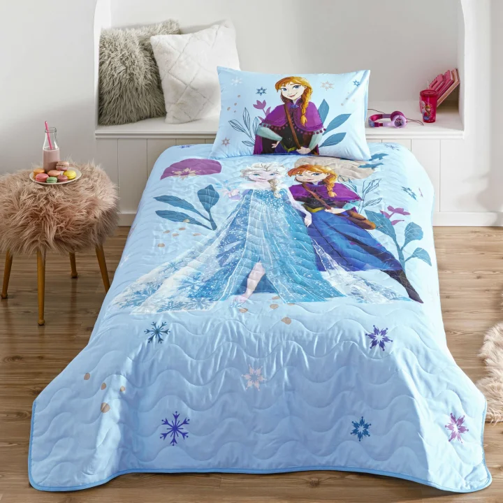 Disney Frozen Flower Power CPP Standart Pamuk-Polyester Nevresim Takımı, Mavi, Tek Kişilik