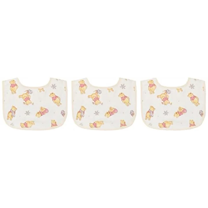 Disney Winnie Lisanslı Karakter Baskılı%100 Pamuk Bebek 3lü Önlük, Çok Renkli, 30x25 cm