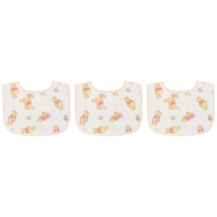 Disney Winnie Lisanslı Karakter Baskılı%100 Pamuk Bebek 3lü Önlük, Çok Renkli, 30x25 cm