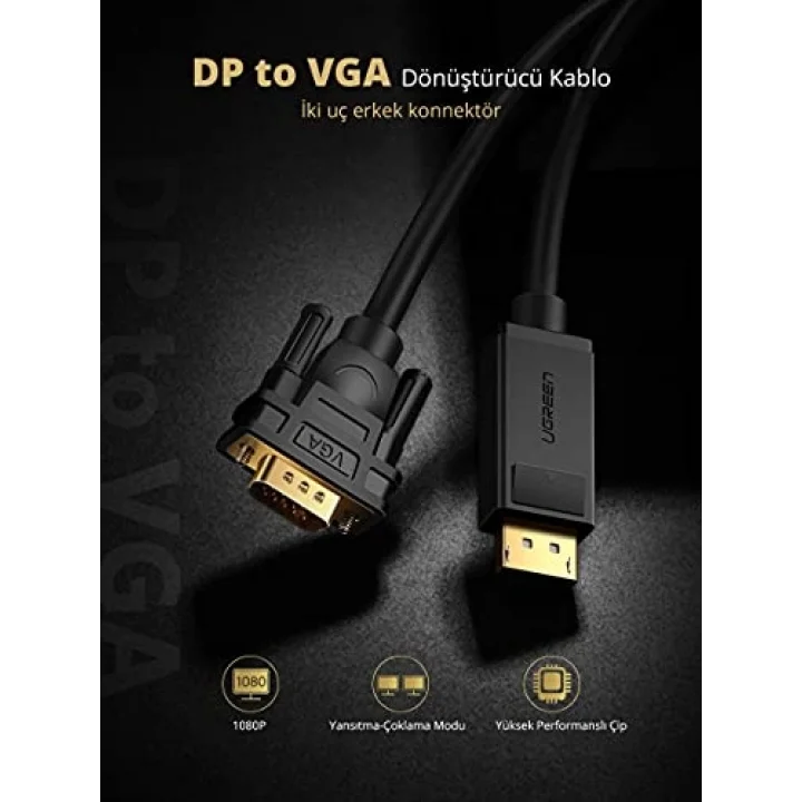 Displayport to VGA Görüntü Aktarma Kablosu 1.5 Metre