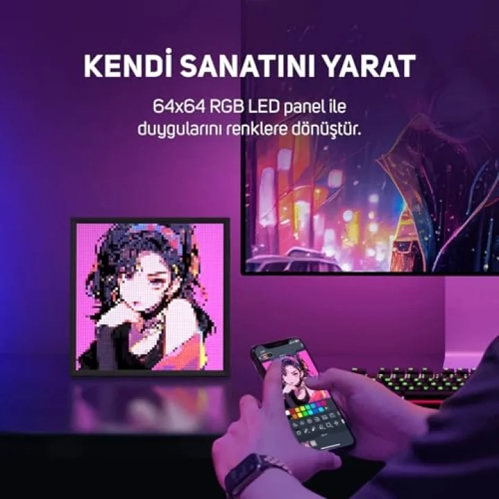 Ditoo Pro Yeşil Bluetooth Hoparlör ve Pixoo-64 Led Ekran Seti