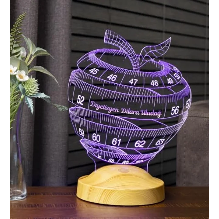 Diyetisyenler Günü Hediyesi, Diyetisyen İçin Hediye, Beslenme Uzmanı Hediyesi, 3D 3 Boyutlu Led Lamba