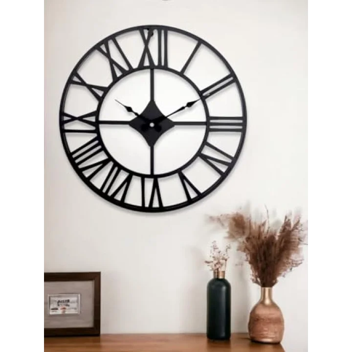DM30 Serisi Roma Rakamlı Metal Duvar Saati Siyah 30 CM