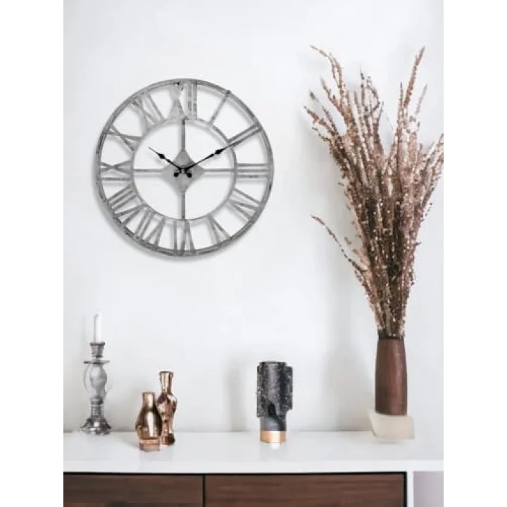 DM30 Serisi Roma Rakamlı Metal Duvar Saati Siyah 30 CM