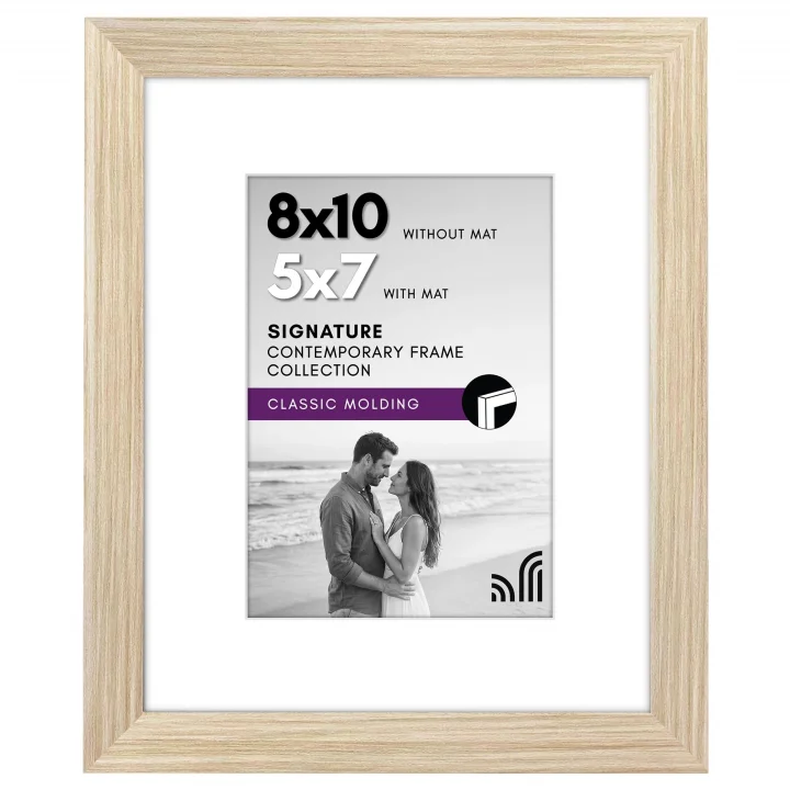 Doğal Meşe 8x10 Resim Çerçevesi - Mat ile 5x7 Çerçeve olarak veya 8x10 Mat Olmadan Kullanılır - Kırılmaya Dayanıklı Camlı Tasarlanmış Ahşap, Duvar ve Masa Üstü için Yatay ve Dikey