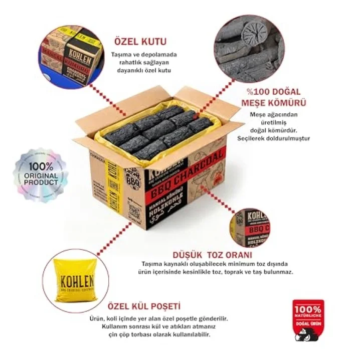 Doğal Meşe Mangal Kömürü 5 Kğ- Bbq Özel Paket