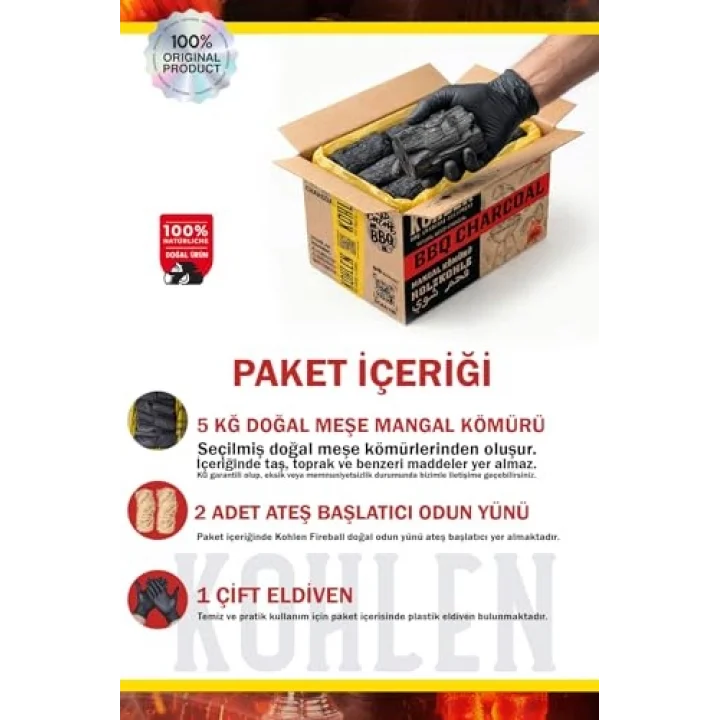 Doğal Meşe Mangal Kömürü 5 Kğ- Bbq Özel Paket