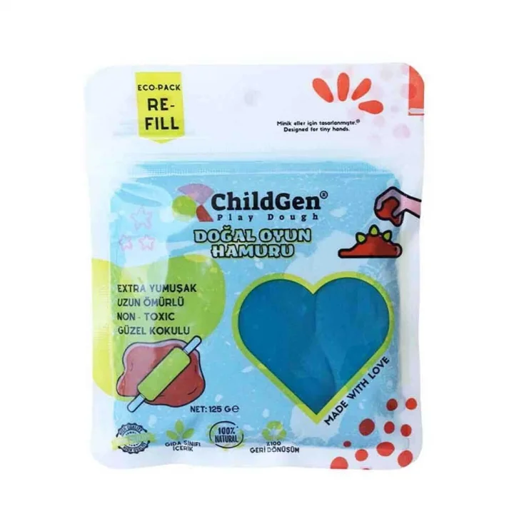Doğal Oyun Hamuru - Mavi -vakumlu Kartuş Paket - (ecopack-refill)